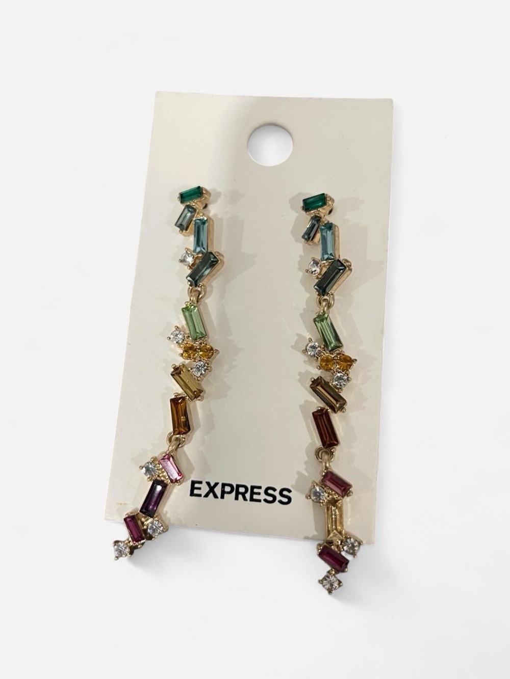 Express Multicolor Baguette Cascade Earrings